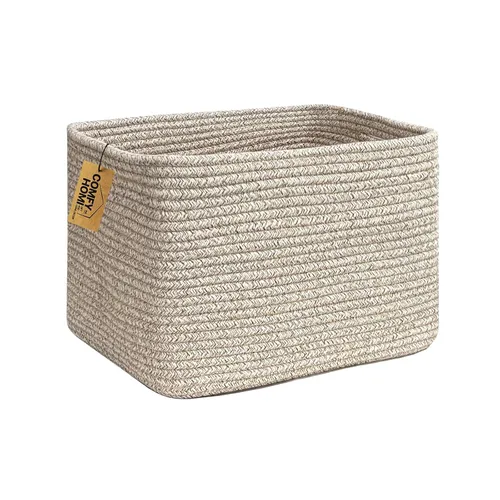 Vista 38 de COMFY-HOMI Cestas de almacenamiento de 11.5 x 7.5 x 4.7 pulgadas para organizar, cesta tejida de cuerda de algodón, caja de almacenamiento de marrón