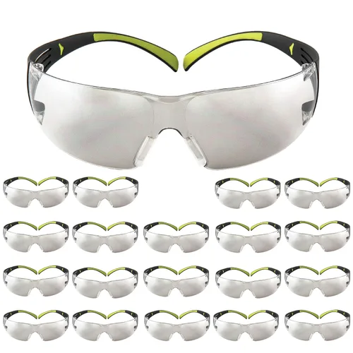 Vista 15 de 3M - Lentes de seguridad SecureFit, paquete de 20, ANSI Z87, antiarañazos y antivaho Scotchgard, lente ámbar, marco amarillo/negro, varillas