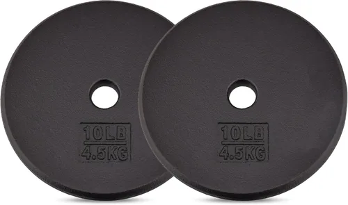 Vista 18 de Yes4All Standard Weight Plates, 1-Inch Cast Iron Barbell Weights, Wide Range 5–50 LB, Ideal for Strength Training & Workout Routine, Available in