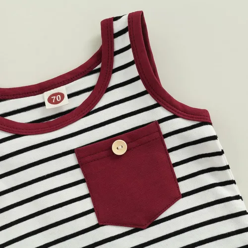 Vista 12 de Conjunto de ropa casual de manga corta con botones y pantalones cortos de lino para bebés y niños pequeños