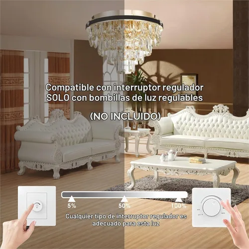 Vista 7 de Candelabro de cristal de montaje empotrado de 4 luces, lámparas de techo, sin capa de presión, fácil de instalar, para dormitorio, comedor, cocina