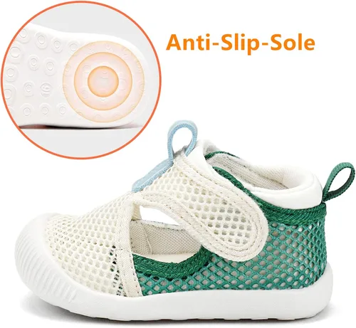 Vista 5 de Zapatos para bebé niño y niña, ligeros, transpirables, de malla, zapatos de agua para playa, antideslizantes, para primeros pasos, 6, 9, 12, 18, 24