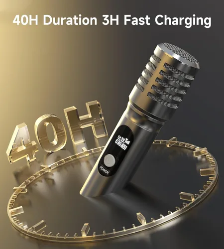 Vista 6 de Micrófonos inalámbricos, micrófono inalámbrico con conexión de chip uno a uno, batería recargable de 40H, alcance de 200 pies, plug and play, diseño