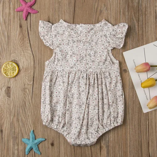 Vista 7 de Ropa de una pieza de verano para bebé niña, sin mangas, de algodón, lino, mameluco con diadema Albaricoque