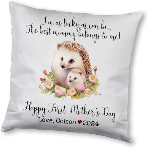 Vista 8 de Hedgehogs Mothers Day, First Mother's Day Custom Pillowcase, Personalized Mother's Day Pillowcase, Gift for Mom, Home Decor