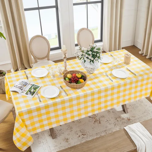 Vista 10 de Softalker - Mantel rectangular a cuadros, impermeable para exteriores, 54 x 120 pulgadas, mantel de búfalo a cuadros, resistente a las manchas
