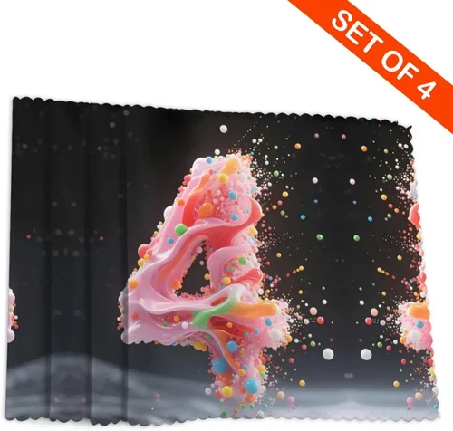 Vista 4 de Juego de 4 manteles individuales rectangulares, resistentes al calor, 4 manteles individuales impresos para cocina y comedor Caramelo 4