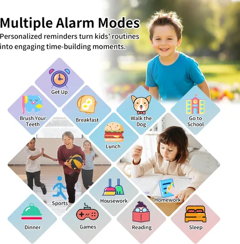Vista 6 de Tixpc Reloj inteligente para niños y niñas con video, cámara, reproductor de música, 39 juegos, podómetro, reloj despertador, calculadora, antorcha