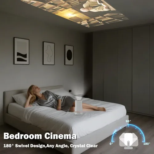 Vista 5 de Mini proyector con WiFi y Bluetooth, proyector portátil de 260 Ansi Proyector de película nativo 1080P, Keystone automático, altavoz de 5 W, soporte
