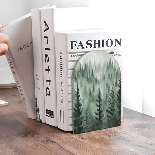 Vista 5 de Sujetalibros decorativos de árbol verde para estantes, soporte para libros pesados, organizador antideslizante para escritorio para habitación
