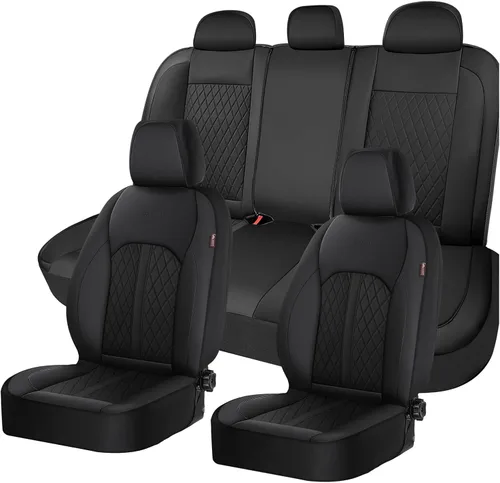 Vista 34 de Coverado Fundas universales de cuero para asientos delanteros, paquete de 2 fundas de asiento para SUV, camioneta, sedán, interior de vehículos