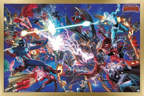Vista 14 de Trends International Marvel Comics Secrets Wars - Póster de pared de batalla de 14.725 x 22.375 pulgadas, versión enmarcada de madera de granero
