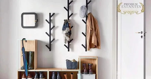 Vista 7 de Premium Racks - Perchero para abrigo y sombrero, diseño moderno, montado en la pared, elegante, negro
