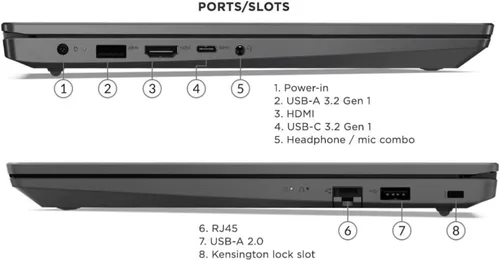 Vista 6 de Laptop Lenovo V15, pantalla FHD de 15.6 pulgadas, procesador AMD Ryzen 5 5500U de seis núcleos (supera al Intel i7-1065G7), 16 GB RAM, SSD de 1 TB