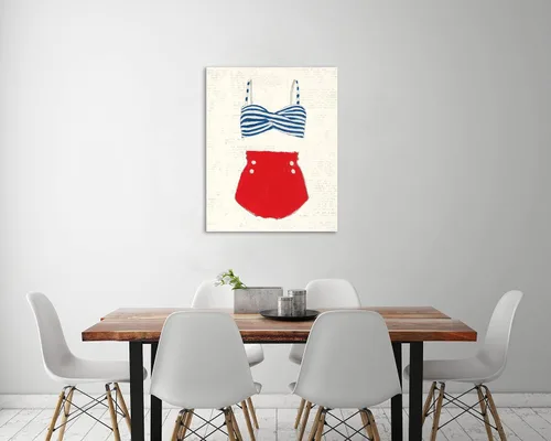 Vista 2 de Jaxson Rea Lienzo envuelto en la galería de papel de periódico Retro Swimwear IV por Emily Adams, 12 x 15 pulgadas