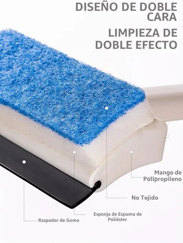 Vista 4 de Xicennego Cepillo multifuncional de limpieza de esponja de vidrio de doble cara, cepillo de limpieza de azulejos de vidrio, escobilla de baño
