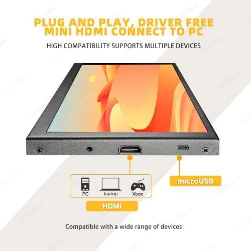 Vista 2 de 7 pulgadas mini monitor HDMI pantalla LCD PC caso secundario 1024x600 IPS pequeño monitor portátil con altavoces pantalla de temperatura PC