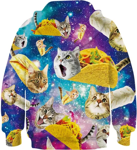 Vista 2 de TUONROAD 6-16T - Sudaderas con capucha con cremallera para niños y niñas, estampado 3D con bolsillos