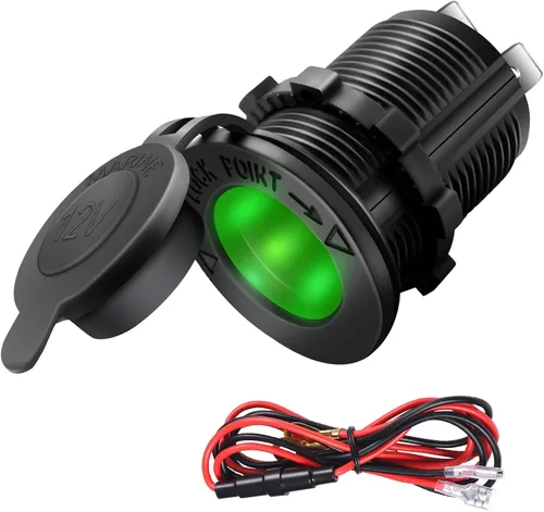 Vista 11 de ZHSMS - Enchufe para encendedor de cigarrillos, automóvil, motocicleta, ATV RV, enchufe para encendedor, toma de corriente, receptáculo de 12V Negro