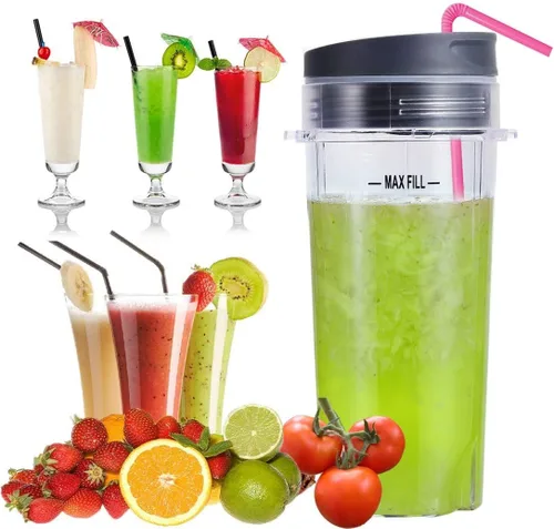 Vista 7 de Cuchilla macho de repuesto de 6 aletas y vasos de 16 onzas para licuadora Nutri Ninja, solo para BL660 BL663 BL740 BL770 BL771 BL772 BL773 BL780