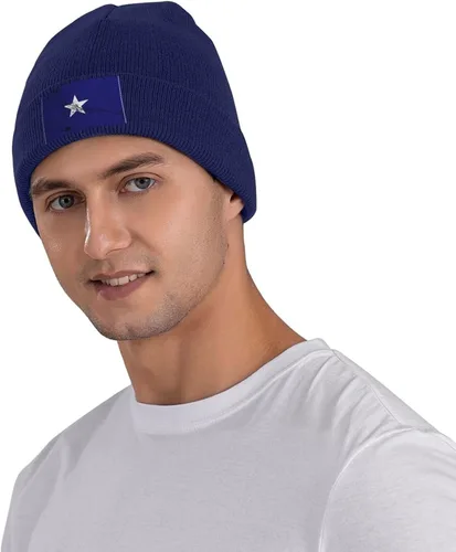 Vista 5 de Bonnie Blue Flag Texture Effect Beanie Hat for Men Women Warm Cozy Knit Skull Cap Acrylic Winter Hats