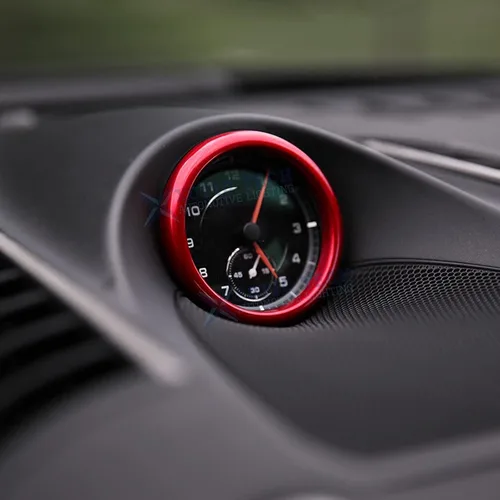 Vista 8 de x xotic tech Marco de instrumento para tablero de instrumentos compatible con Porsche Macan 2015 en adelante, 718 Cayman Boxster 2016-2018 (rojo)