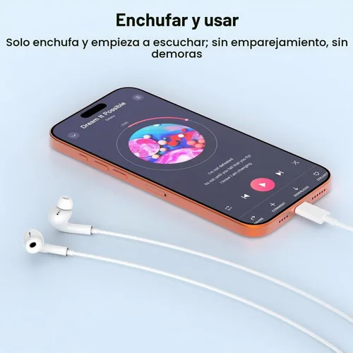 Vista 3 de [Certificado Apple MFi] Auriculares USB C para iPhone 17, 16, 15, auriculares con cable con micrófono y control de volumen, cancelación de ruido