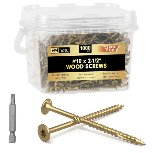Vista 29 de #10 x 2-1/2" Tornillos para Terraza, 108 Piezas Tornillos para Madera con Cabeza Estrella, Tornillos para Madera Resistentes al Óxido para Negro