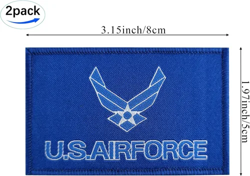 Vista 3 de JBCD Paquete de 2 parches de bandera de alas de la Fuerza Aérea de EE. UU., banderas del ejército de la fuerza, orgullo táctico