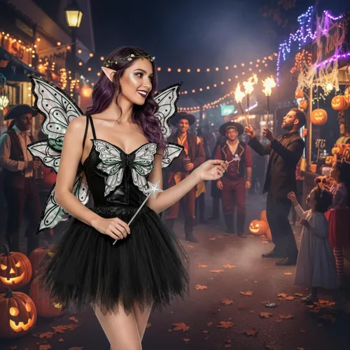 Vista 6 de Hicarer 5 Pcs Women Fairy Wing Costume for Halloween Party