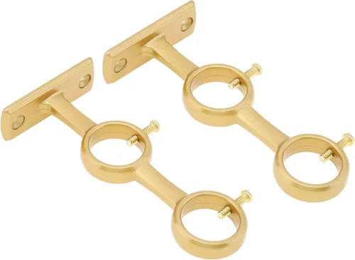 Vista 3 de Soporte de cortina doble, 2 soportes resistentes para barras de 1 pulgada y 5/8 pulgadas, soporte de pared para sala de estar, cortinas