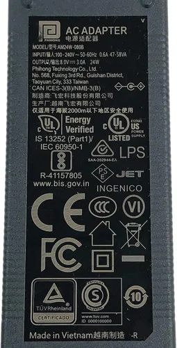 Vista 2 de Fuente de alimentación original Phihong AM24W-080B 24W 8V 3A adaptador de CA con cable