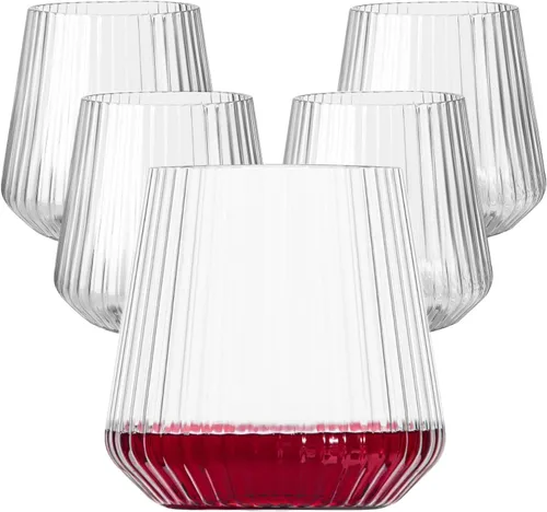 Vista 14 de Lueumxc Paquete de 40 copas de vino de plástico, vasos de vino desechables de origami de 12 onzas, vasos de cóctel de plástico transparente
