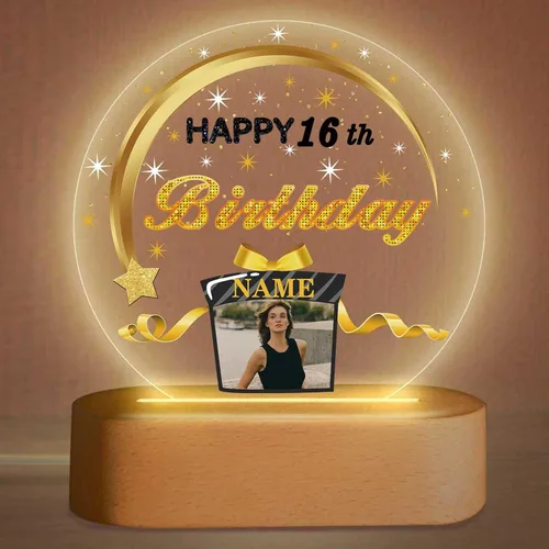 Vista 8 de Regalos de cumpleaños personalizados, lámpara de luz nocturna LED acrílica, placa de bola de cristal, nombre de foto personalizado, regalos
