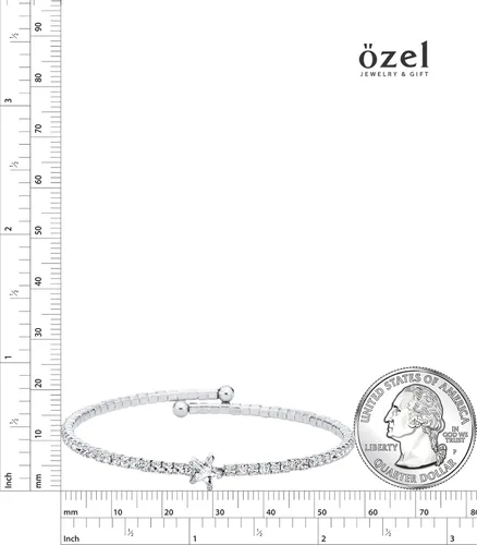 Vista 46 de OZEL - Pulseras para mujer, chapados en oro real de 18 quilates, pulseras de oro de cristal colorido para regalos