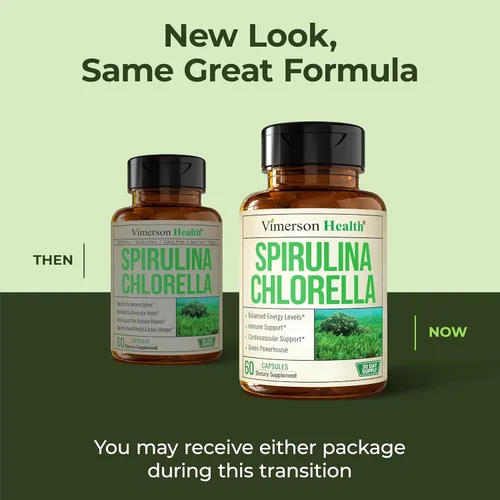 Vista 8 de Cápsulas orgánicas de espirulina y clorella, cápsulas de espirulina con polvo de clorella para apoyo inmunológico, antioxidante y energético.