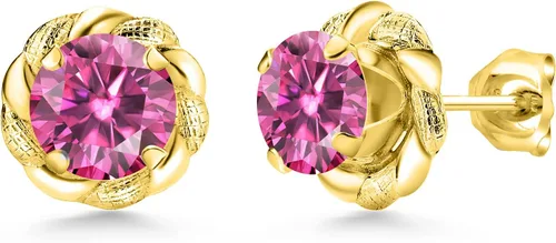 Vista 202 de Gem Stone King Aretes de plata de ley 925 de 0.236 in con piedra natal redonda para mujer