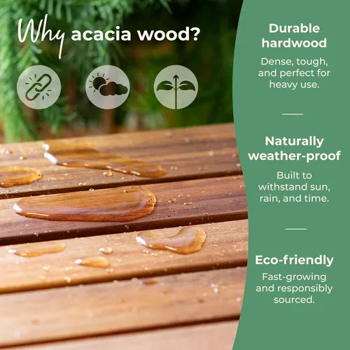 Vista 6 de Guidecraft Juego de mesa y taburete de arte para exteriores Acadia: mesa de madera de acacia para niños con 2 sillas, rollo de papel