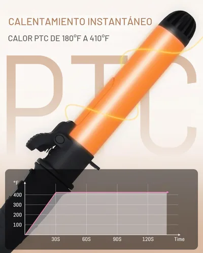 Vista 6 de Rizador de pelo con rotación automática: rizador de pelo automático de 1.25 pulgadas con temperatura ajustable de 180 °F a 410 °F y pantalla LCD