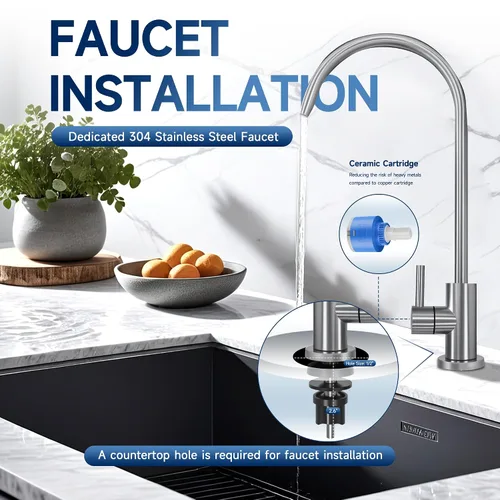 Vista 8 de AQUALTRA USF-3F-10 Sistema de filtro de agua ligeramente alcalino para debajo del fregadero, 8K-32K Gal con grifo, reduce PFOA, PFOS, cloro, plomo