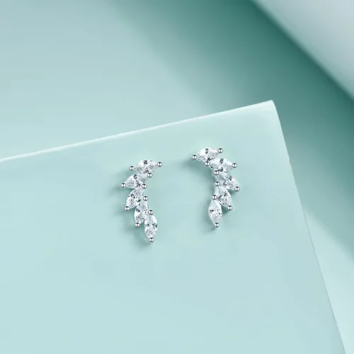 Vista 2 de Rnivida Aretes tipo dormilona de plata de ley 925, hipoalergénicos, pequeños aretes de circonita cúbica para mujer
