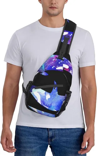 Vista 7 de LYNSAY Orca Killer Whale - Bolso cruzado en el pecho, bolso casual con correa, mochila de viaje ligera para hombres y mujeres para adultos