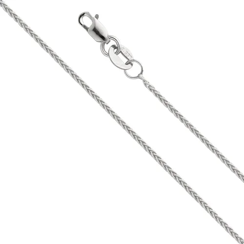 Vista 2 de 14k REAL YellowWhiteRose Gold Solid 1.5mm, 1.2mm, 1mm Braided Wheat Chain Necklace with Lobster Claw Clasp