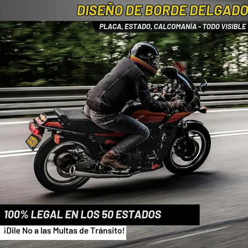 Vista 3 de Marco de metal negro para placa de motocicleta, soporte para placa, portaplacas para moto