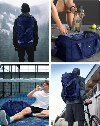 Vista 9 de Sportsnew Bolsa de gimnasio para mujeres y hombres con compartimento para zapatos, bolsillo húmedo, bolsa de lona para hombre para viajes