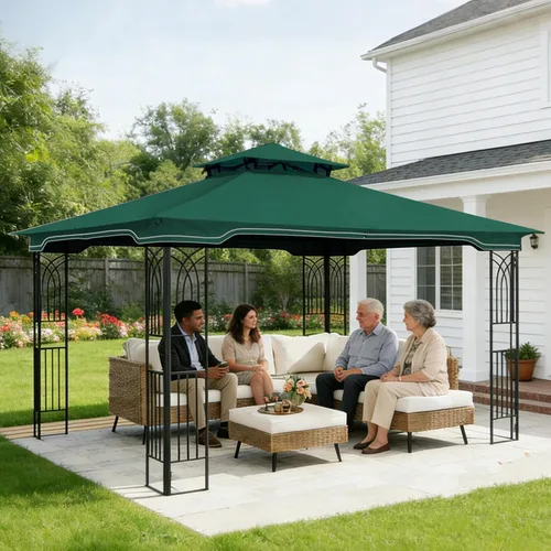 Vista 8 de SCOCANOPY Toldo de Repuesto para Cenador para Cenador de Patio Regency II de 10 x 12 pies, Modelo L-GZ798PST,A101004104,A101004105,(Verde Bosque)
