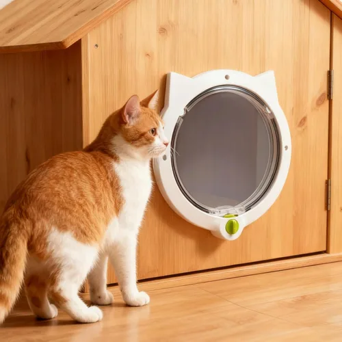 Vista 5 de Interior Cat Door, White, 4-Way Locking, 31 X 26 Cm, Pet Access