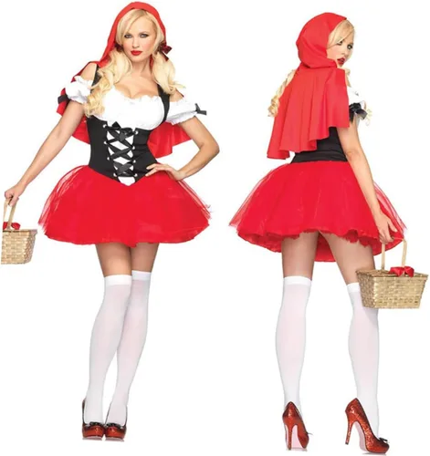 Vista 3 de Vestido rojo para mujer con capucha roja con velo, disfraces de Halloween, disfraces de adultos, disfraz rojo, baile de graduación, trajes rojos