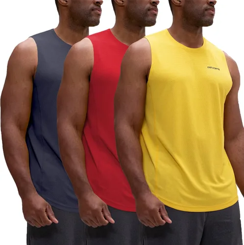 Vista 14 de DEVOPS - Paquete de 3 camisetas sin mangas para hombre, ajuste seco, para músculos, camiseta de entrenamiento