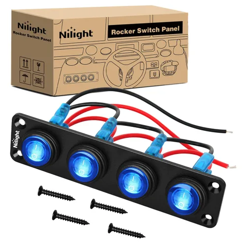 Vista 11 de Nilight Panel interruptor basculante de 5 bandas con 3 pines, resistente al agua, interruptores de palanca de encendido/apagado para automóvil